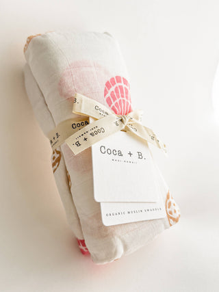 Organic Seashell Baby Swaddle | Coastal Nursery Decor