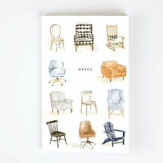 Softtouch Cover Notebook with Original Watercolor Artwork: Chairs
