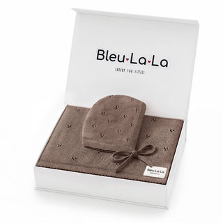 100% Organic Cotton Luxury Organic Blanket + Hat Gift Set: Butter Cream