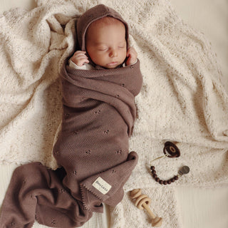 100% Organic Cotton Pointelle Swaddle Receiving Baby Blanket: Butter Cream