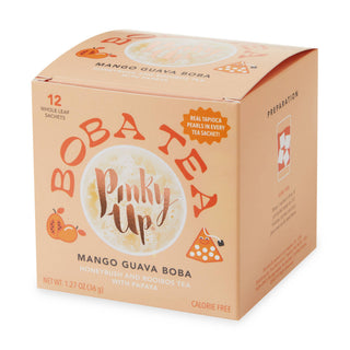 Boba Tea Mango Guava Box of 12 Wrapped Pyramid Sachets