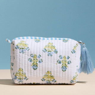 Quilted Floral Cosmetic Pouch