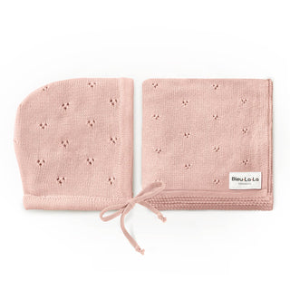 100% Organic Cotton Luxury Organic Blanket + Bonnet Hat Set: Off-White