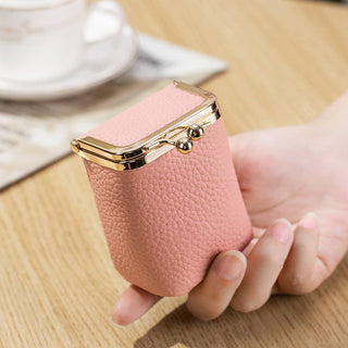 Pink Leather Pocket Wallet with Mirror