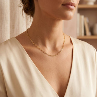 18K Gold Filled Paperclip Chain Necklace: GD, ONE