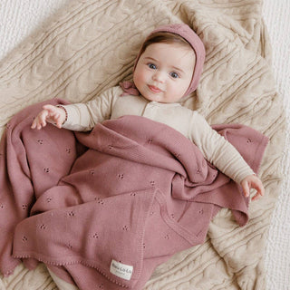 100% Organic Cotton Luxury Organic Blanket + Hat Gift Set: Butter Cream