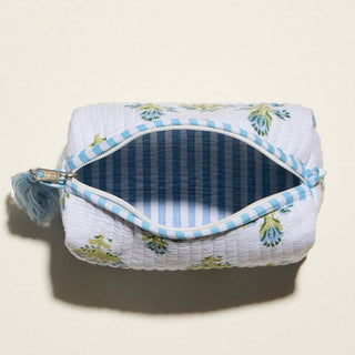 Quilted Floral Cosmetic Pouch