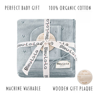 100% Organic Cotton Luxury Organic Blanket + Hat Gift Set: Butter Cream