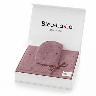 100% Organic Cotton Luxury Organic Blanket + Hat Gift Set: Butter Cream