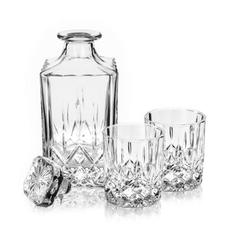 Crystal Whiskey Decanter and Tumblers Set of 3