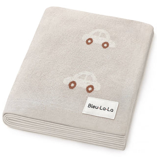100% Luxury Cotton Receiving Swaddle Baby Blanket - Cars: Cream