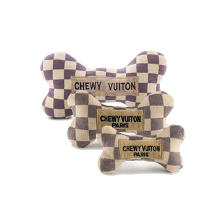 Checker (SM) Chewy Vuiton Bones Squeaker Dog Toy
