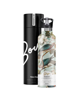 ENCHANTING Birds Bougie 25 oz Insulated Water Bottle : Cream