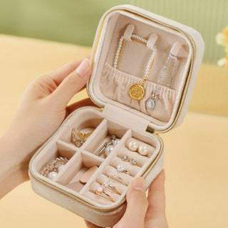 Beige VELVET JEWELRY BOX