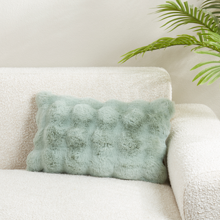 Natural Bubble Faux Fur 12"x20" Pilllow: Cover + Poly Insert