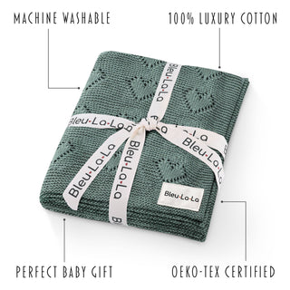 100% Luxury Cotton Receiving Swaddle Baby Blanket - Heart: Pink