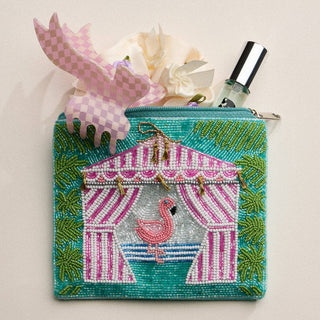Tropical Flamingo Beaded Clutch | Summer Cabana Motif: MT, ONE