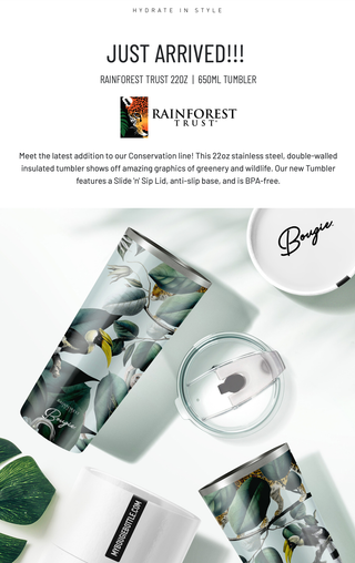 RAINFOREST TRUST Bougie Animal Jungle 22 oz Insulated Tumbler