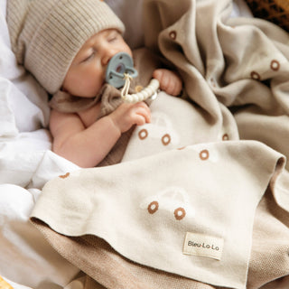 100% Luxury Cotton Receiving Swaddle Baby Blanket - Cars: Cream