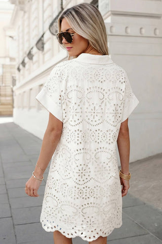 White Eyelet Mini Dress: Medium