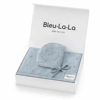 100% Organic Cotton Luxury Organic Blanket + Hat Gift Set: Butter Cream