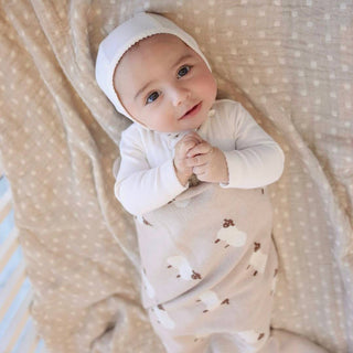 100% Luxury Cotton Receiving Swaddle Baby Blanket - Sheep: Grey