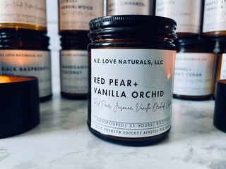 Red Pear + Vanilla Orchid| Coconut Apricot Soy Candle: 8 oz