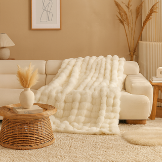 Ivory Bubble Faux Fur Blanket – 50" x 60"