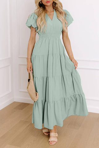 Green Tiered Maxi Dress: Medium