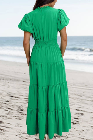 Green Tiered Maxi Dress: Small