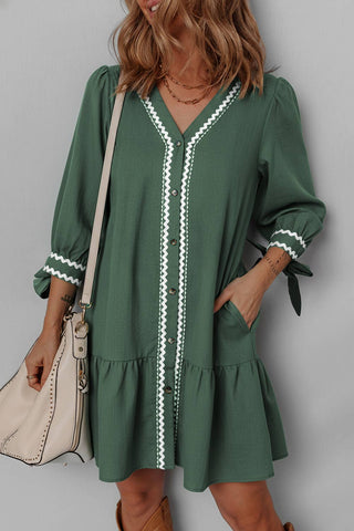 Ric Rac Button Up Mini Dress: Large