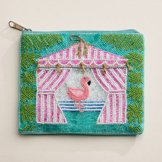 Tropical Flamingo Beaded Clutch | Summer Cabana Motif: MT, ONE