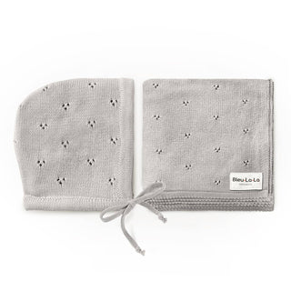 100% Organic Cotton Luxury Organic Blanket + Bonnet Hat Set: Off-White