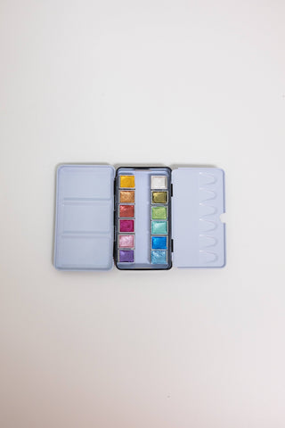 12 Color Travel Metallic Watercolor Paint Palette