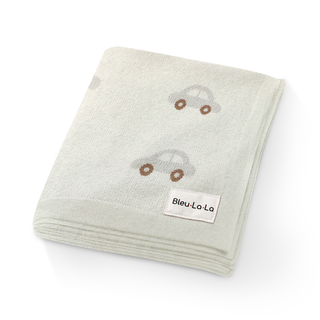 100% Luxury Cotton Receiving Swaddle Baby Blanket - Cars: Baby Blue