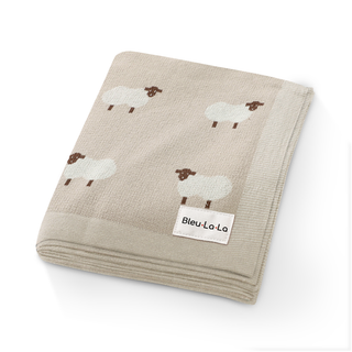 100% Luxury Cotton Receiving Swaddle Baby Blanket - Sheep: Grey