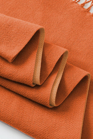 Two-Tone Orange Cashmere Feel Tassel Scarf