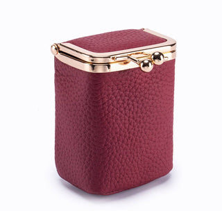Wine Red Leather Pocket Wallet with Mirror