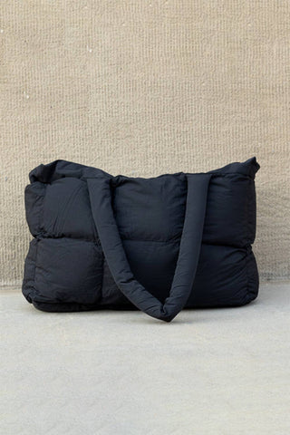 Orange Quilted Puffer Zipped Tote Bag