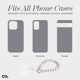 Beaded Marble Phone Charm Wristlet: White Marble