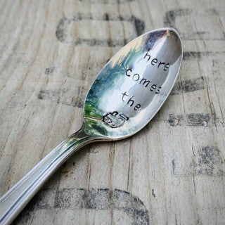 Vintage Silver Stamped Baby Spoons - Here comes the Train