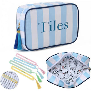 Mahjong Tile Storage Bag: Blue