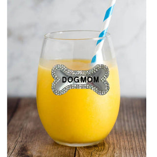 Dog Mom Stemless Wine Glass