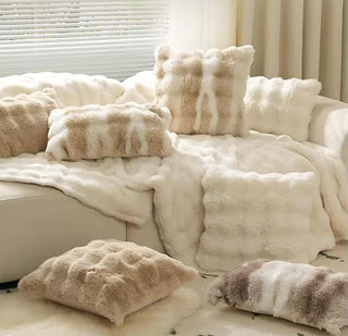 Brown Faux Fur Pillow: 18"x18", Cover + Insert